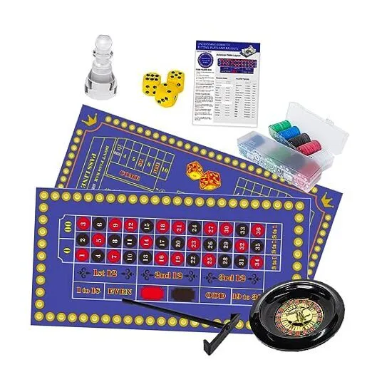 Roulette Wheel and Craps Set with Double Sided Felt, 10 Inch Roulette, Chip