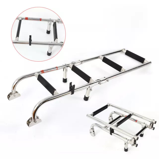 Stainless Steel Folding Boarding Ladder 2+2 steps for Marine Boat Marine New