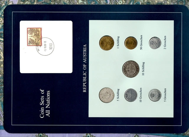 Coin Sets of All Nations Austria 1960-1994 UNC 5 Schilling 1960 Silver 1.9.89