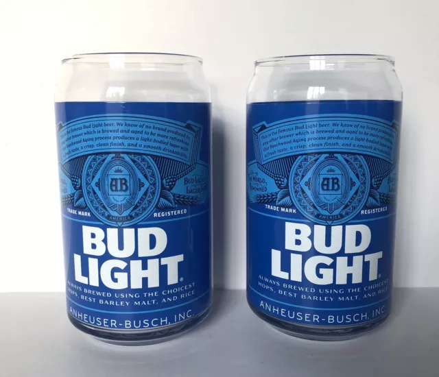 BUD LIGHT BLUE LABEL-16 oz Drinking Glass-Set of 2-NICE!