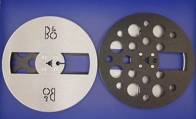 Bang Olufsen Tape spools ( pair ) 7" 3D printed (Plastic) Silver/black