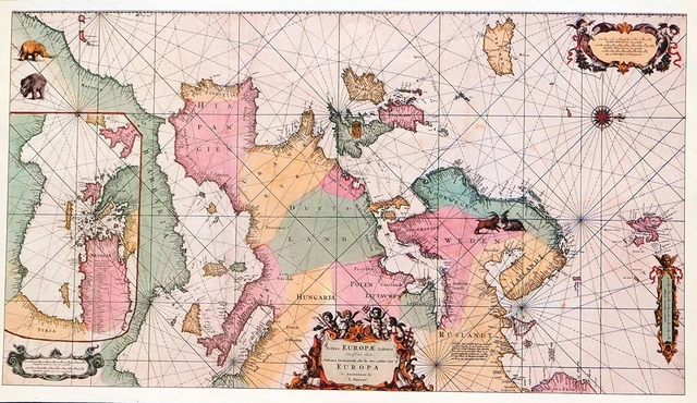 VINTAGE MAP PRINT FOR FRAMING OF AN ANTIQUE 1715  TOTIUS EUROPE LITTORA plate 36