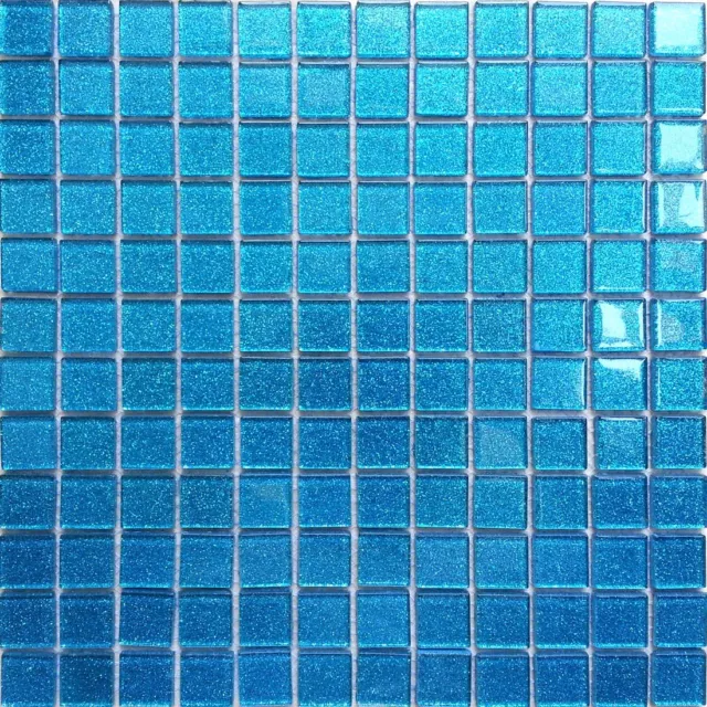 Blau Glitzereffekt Glanz Glas Mosaik Fliesen. Bad, Küche, Dusche. Matte (MT0008)