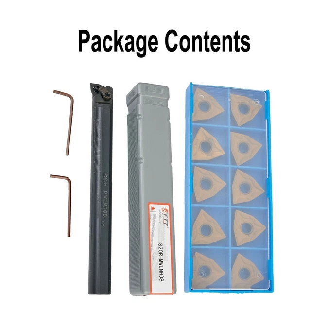 20mm Tour Forage Barre Porte-Outils S20R-MWLNR08+10x WNMG080404 Insert Carbure