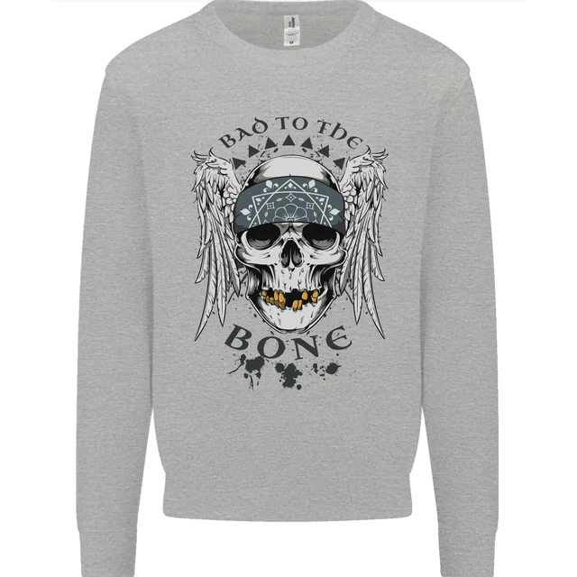 Bad To The Bone Biker Teschio Angel Moto Uomo Felpa Maglione
