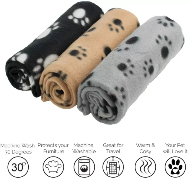 Large Pet Blankets x3 NEW Washable Soft Dog Cat Fleece Blanket Puppy Blankets 2
