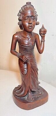 antique hand carved balinese Indonesian Bali lady bust wood carving sculpture