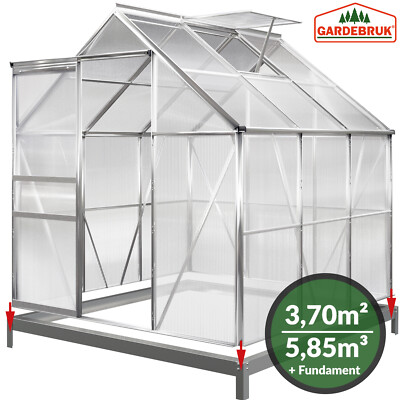 Deuba Serre de jardin 5,85m³ 1 fenêtre et fondation en acier plantation tomates légume 