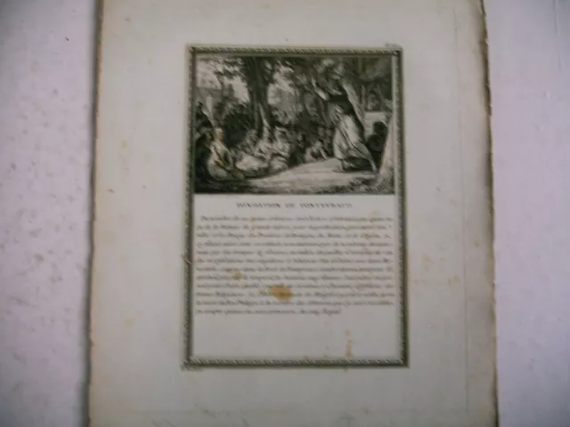 gravure litho 1782 fondation de Fontevraud  grav LE BAS d'ap Moreau