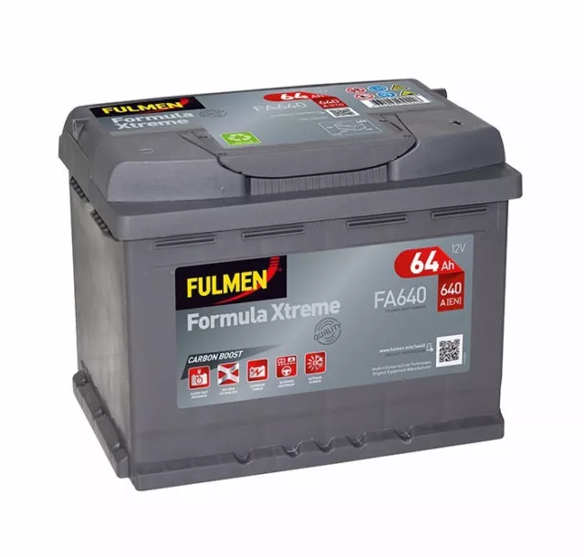 Batterie Fulmen FA640 12v 64ah 640A 12v 60ah D15 D24 YBX garantie 2 ans