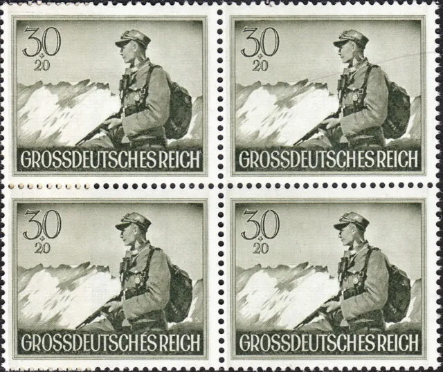 Stamp Germany Mi 885 Sc B269 Block 1944 WW2 Wehrmacht Mountain Ice Troops MNG