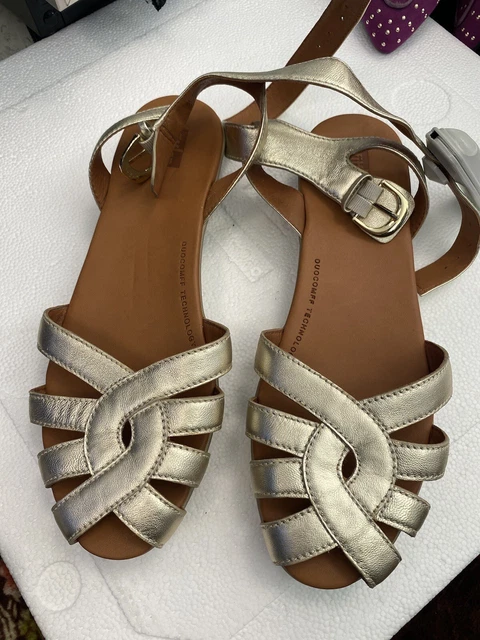 FITFLOP COVA GOLD Leather Closed Toe Ankle Strap Sandals UK 3