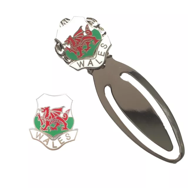 Wales Welsh Red Dragon Enamel Badge & Wales Red Dragon Bookmark-T291