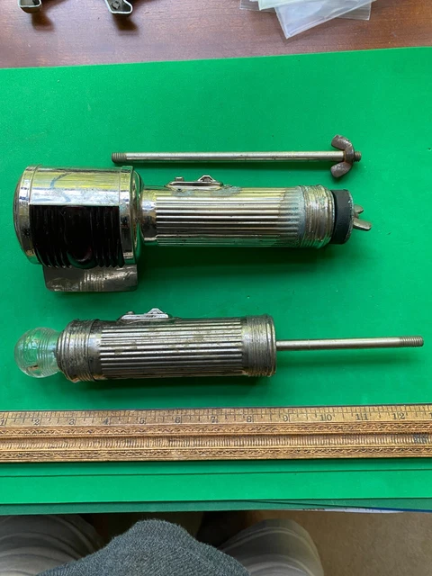Vintage Maritime Brass Perko Style Green Red GLASS   Ship Boat Navigation Lights