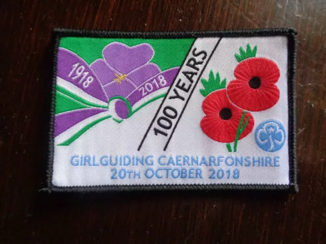 Girl Guide / Girlguiding Caernarfonshire 100 YEARS REMEMBERANCE badge /patch new
