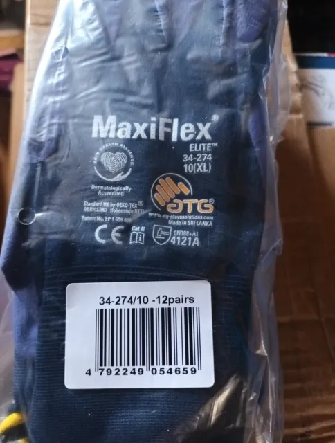 ATG MAXIFLEX ELITE Precision Handling Work Gloves (PACK OF 12) Size Xl