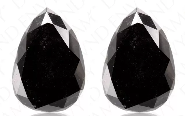 Genuine Pair AAA 1.00 ct Pear cut Natural Loose Black Diamond 2 pc for sale