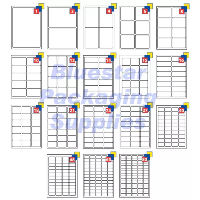 Address Labels White A4 Sheets Sticky Self Adhesive for Inkjet / Laser Printer