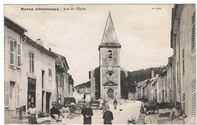 cpa Maron Meurthe & Moselle rue de l'église big animation