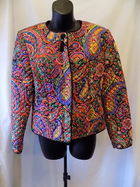 MAGGY LONDON 100% Silk Stained Glass Paisley Blazer Womens 6  (40)