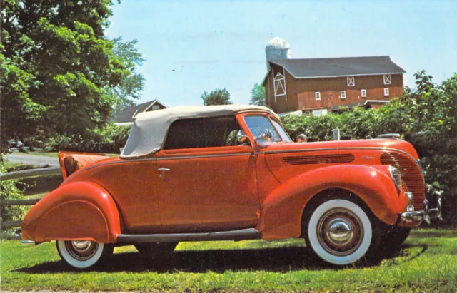 1938 Ford V8 Deluxe Convertible Coupe Rumble Seat Roaring 20 Auto postcard K9