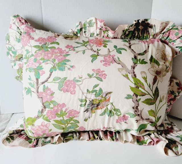 RARE Neiman Marcus STD Pillow Shams Pink Floral French Country Cottage Ruffle RARE Neiman Marcus STD Pillow Shams Pink Floral French Country Cottage Ruffle