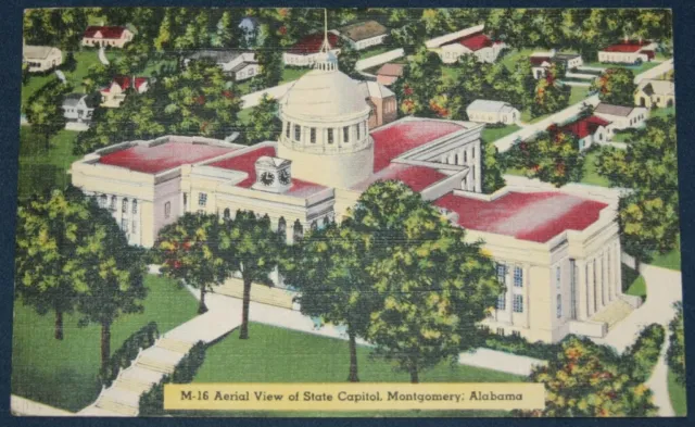 Aerial View of State Capitol, Montgomery, AL Postcard 1944