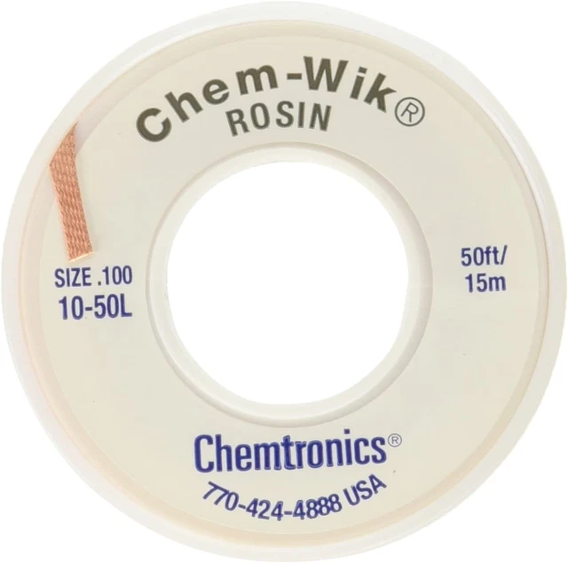 Chemtronics Desoldering Braid Chem-Wik Rosin 10-50L 0.10 50ft.