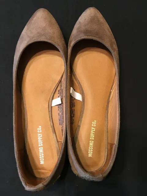 Mossimo Supply Co. Tan Camel Suede Flats Women's Size 9 Pointed Toe, Lace Up