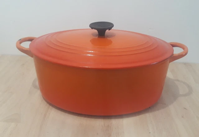 Le Creuset Large Oval Cast Iron Casserole Vintage Model N°F ORANGE 30 CM | UK