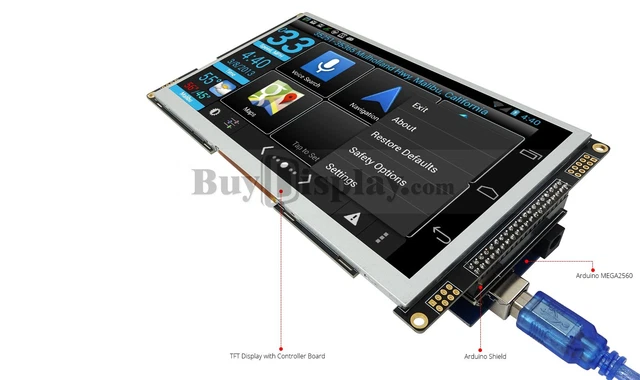 7" inch TFT LCD Resistive Touch RA8875 Shield for Arduino Due,MEGA 2560 Uno 2