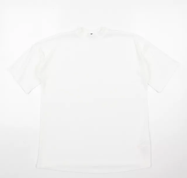 Boohoo Womens White Polyester Basic T-Shirt Size 8 Round Neck