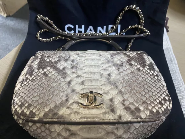 CHANEL FLAP BAG Snakeskin Python Crossbody Excellent Condition