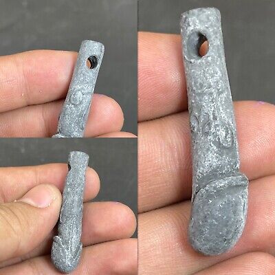 Unique Ancient Near Eastern Bronze Human Phallus Carved Amulet Wearable
