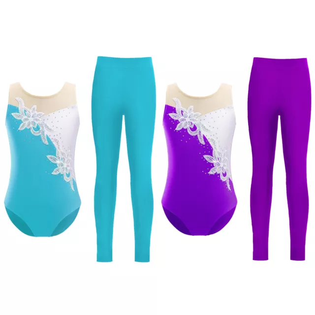 Abiti sportivi da danza per bambini senza maniche body leggings ginnastica abbigliamento da ballo