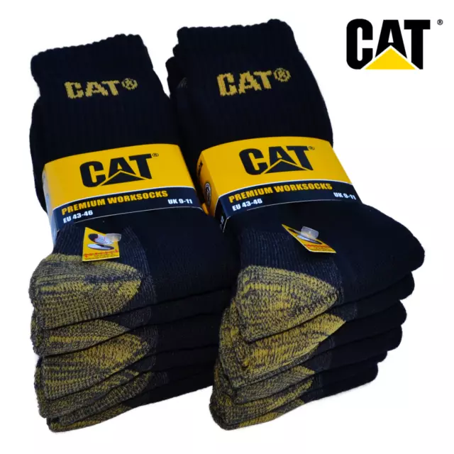 CAT® Caterpillar Premium Socken Herren Schwarz Baumwolle Gr 39-46 Arbeitssocken