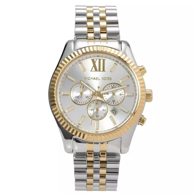 Michael Kors MK5955 Lexington Damen zweifarbig Edelstahl Chrono Uhr + Tasche