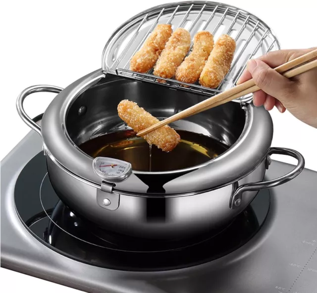 Deep Fryer Pot - Japanese Tempura Small Deep Fryer Stainless Steel Frying Pot