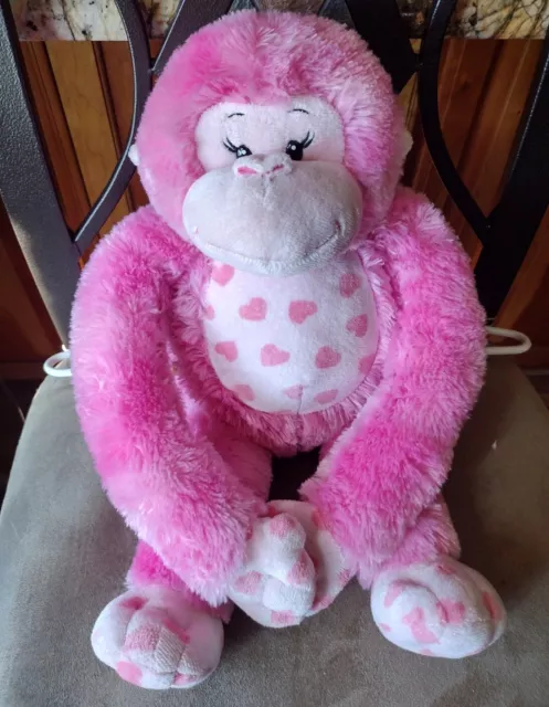 Build A Bear Hugs For You Monkey Pink Heart Print