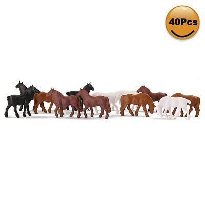 40pcs Model Trains HO Scale 1:87 Model Horses Painted Farm Animals  AN8701