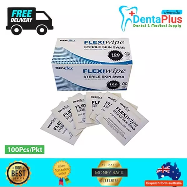 Mediflex FlexiWipe 70% Isopropyl Alcohol Skin Swabs(Sterile Pack) -100Pcs/Pkt.