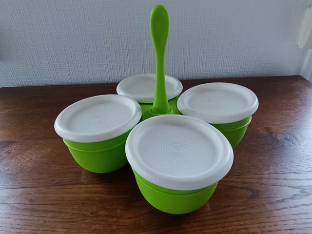 Plat Apéritif TUPPERWARE Vintage 5 Compartiments Avec Couvercle – Orange