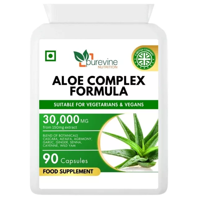Aloe Colon Complex Formula 30000mg 90 Capsules Vegan Blend of Botanicals