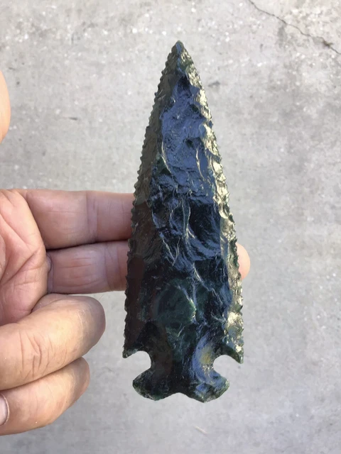 5 3/8in. Indian Arrowhead Replica Made From Flint.