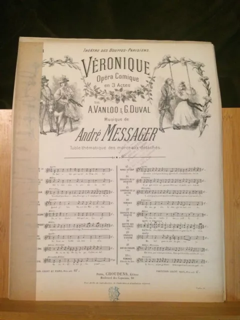 André Messager Véronique partition chant piano n°21 duo du pardon Choudens