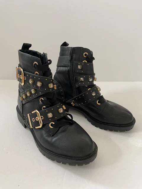 KG KURT GEIGER Trixabel2 Black Biker Boots Women s Size UK 5