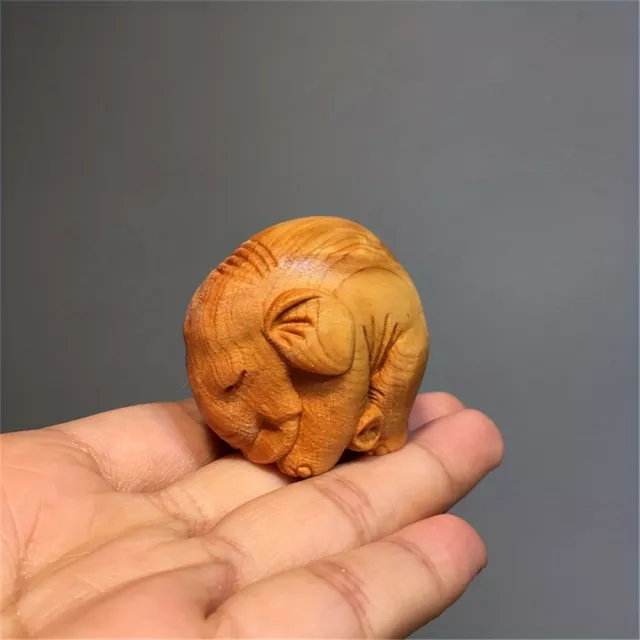 Cute Elephant Small Wooden Sculptures Figurines Decorations Ornament Xmas Gift