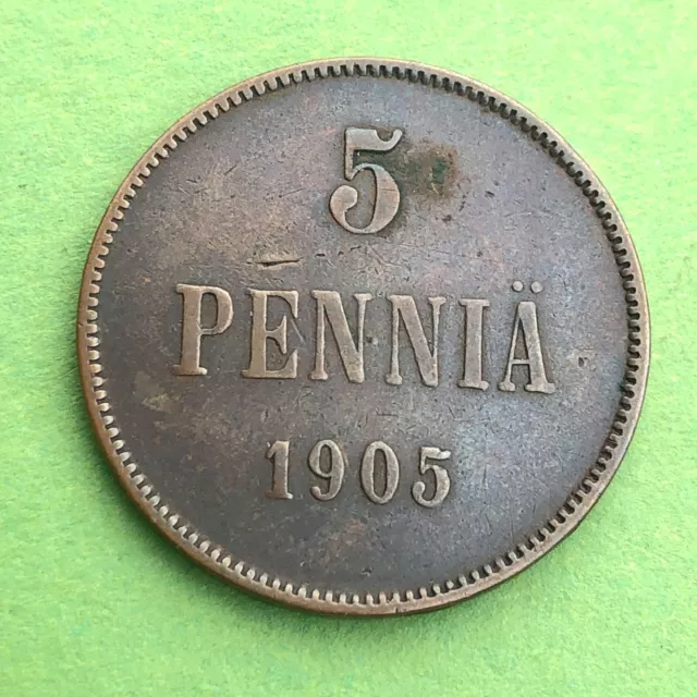 Finland 1905 5 Pennia Nicholas II Coin 2