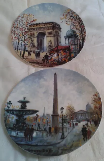 Limoges France collector's plate x 2 Arc De Triomphe  / La Place De La Concorde