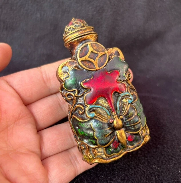 Collectibles Beautiful Chinese art copper butterfly COINS statue snuff bottle